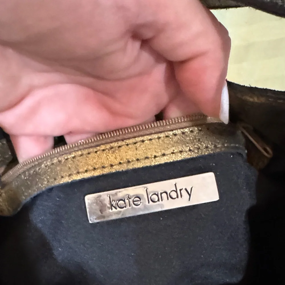 NWOT Kate Landry 100% Leather Metallic Bronze Hobo Bag